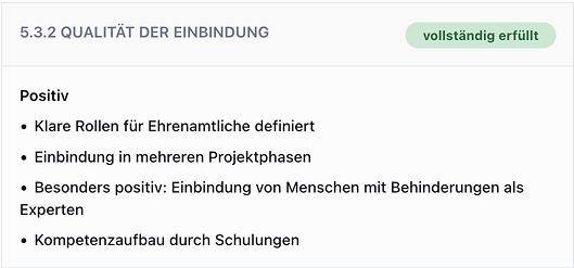 Screenshot der App zeigt die formale Prüfung eines Sachverhalts